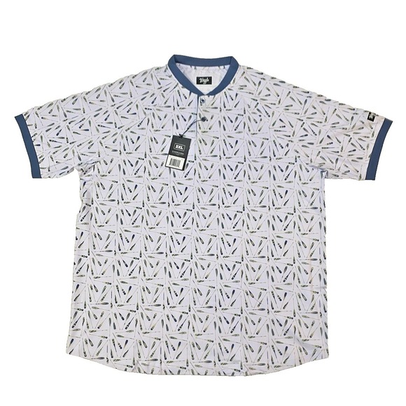 Waggle Other - Waggle Golf Shirt Mens 2XL White "Uphill Paddle Blade" Print Henley NWT 69$ MSRP